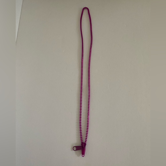 VTG 1980’s Chunky Punk Adjustable Zipper Necklace Purple Lavender Shimmer New - Picture 5 of 11
